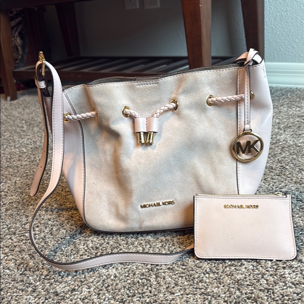 Michael Kors Pink Bucket Bag with Pouch